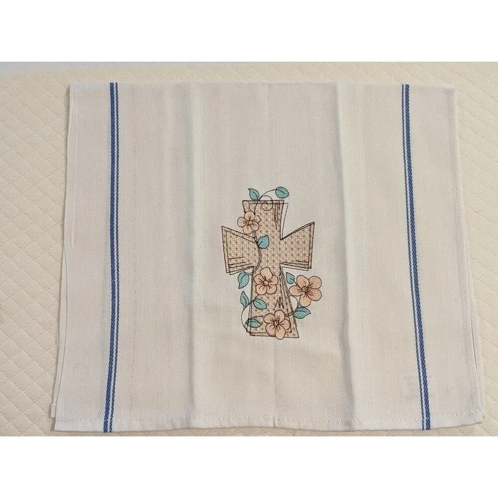 Embroidered gorgeous intricate cross decorative towel New Handmade Non smoking